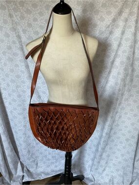 Handwoven Brown Leather Shoulder Bag